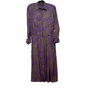Vintage‎ Harvé Benard Y2K Geo Boho Shirt Dress Midi Size 12 Grunge Indie Sleeze